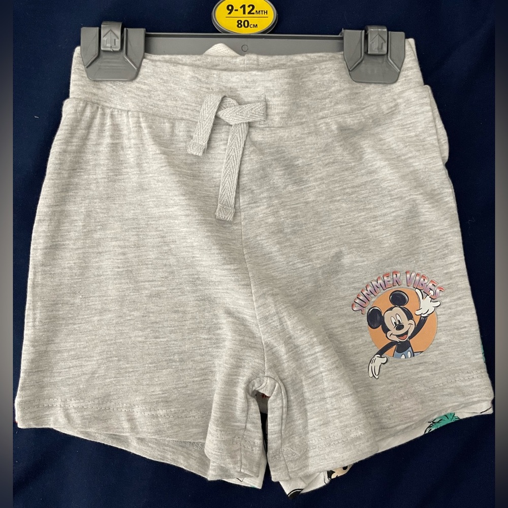 Toddler Gray Mickey Mouse Vacation Shorts 2-pack Size 9-12m NWT